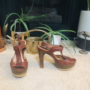 Retro genuine leather platform sandals